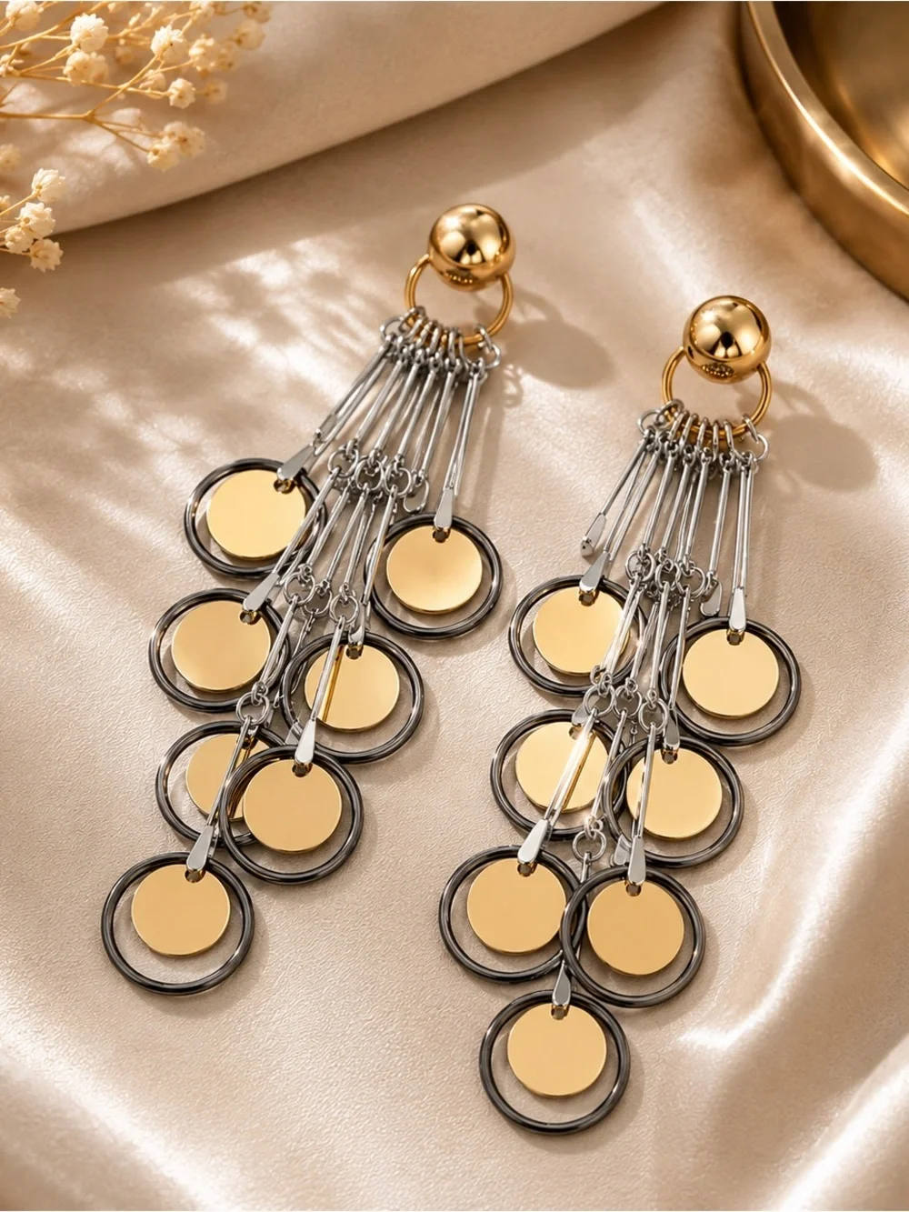 Midnight Riviera Mixed Metal Cascade  Earrings